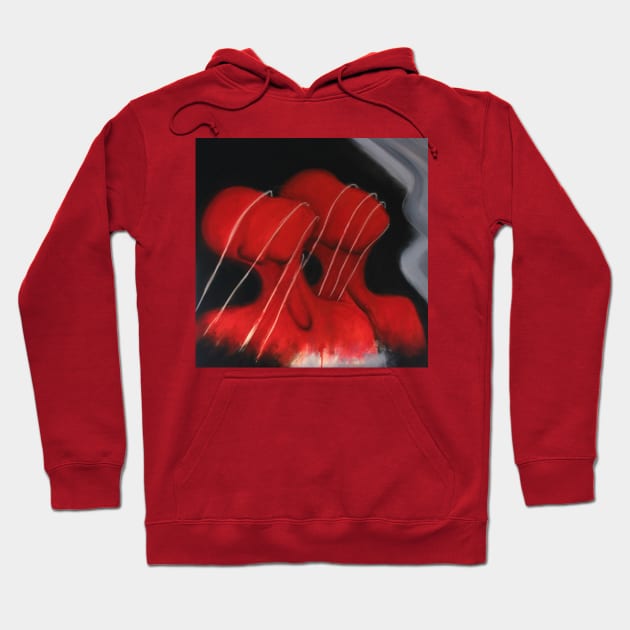 Human struggle Red abstract Hoodie by sukhpalgrewal